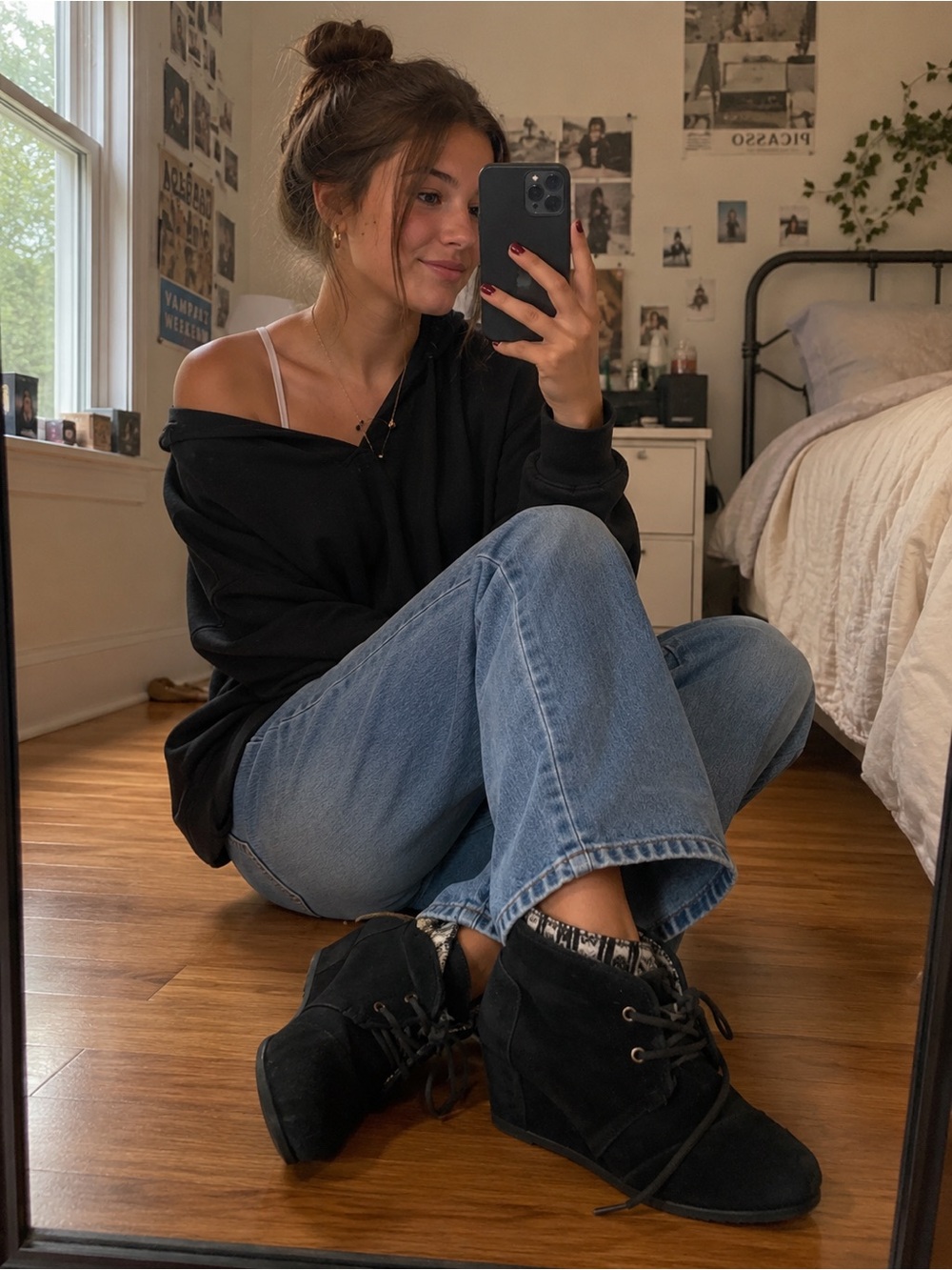 Toms black bootie size 7